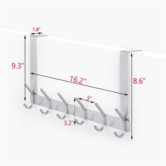 Over The Door Hooks, Stainless Steel Heavy Duty Over Door Hanger Holder Coat Hat - Picture 5 of 7